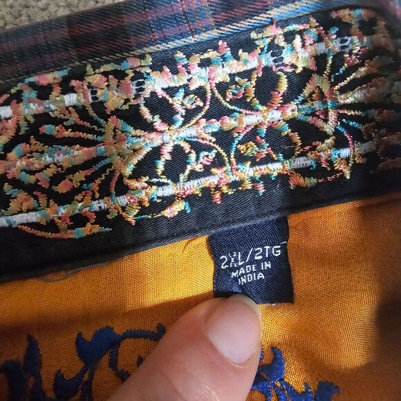 Robert Graham Mens Plaid Button Up Shirt Sz 2XL Flip Cuff Southwestern Old Money - Picture 7 of 11